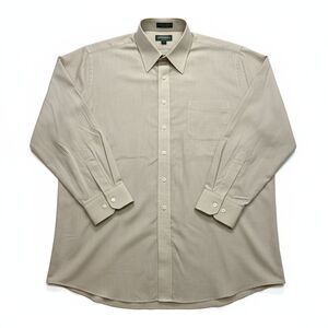 Cambridge Classics Button Down Shirt Mens 18 34/35 Beige Long Sleeve End on End